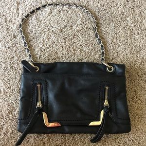 Black small purse with gold metal detail